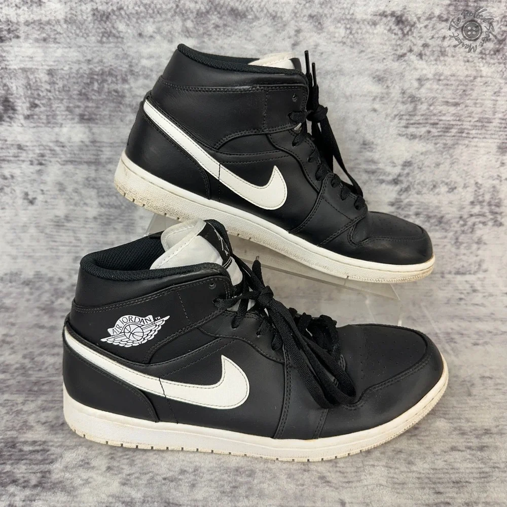 Air Jordan 1 Retro Mid 554724-038 Black White Men's Size 11.5 -‎ 2017